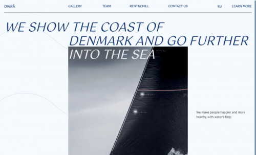 Landing page for a company that organizes yacht trips