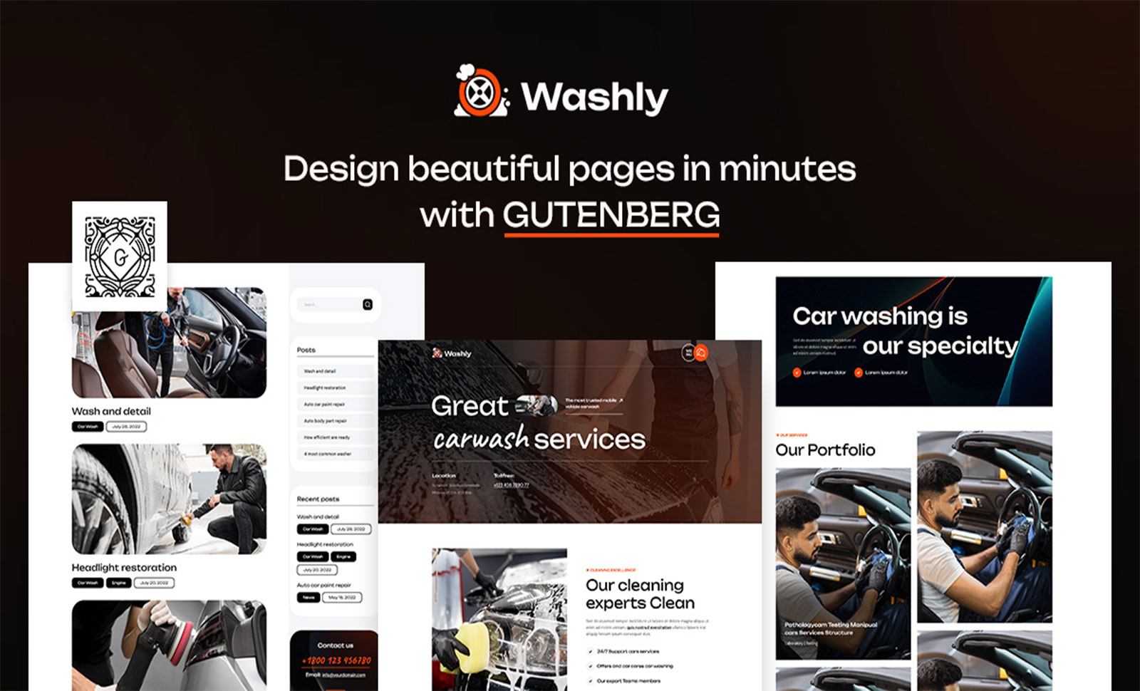 Washly Car Wash Service WordPress Theme