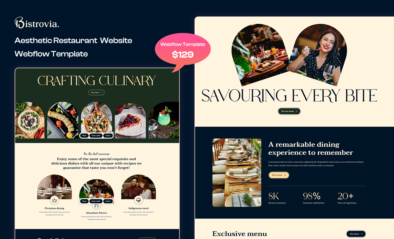 Bistrovia Restaurant Website Webflow Template