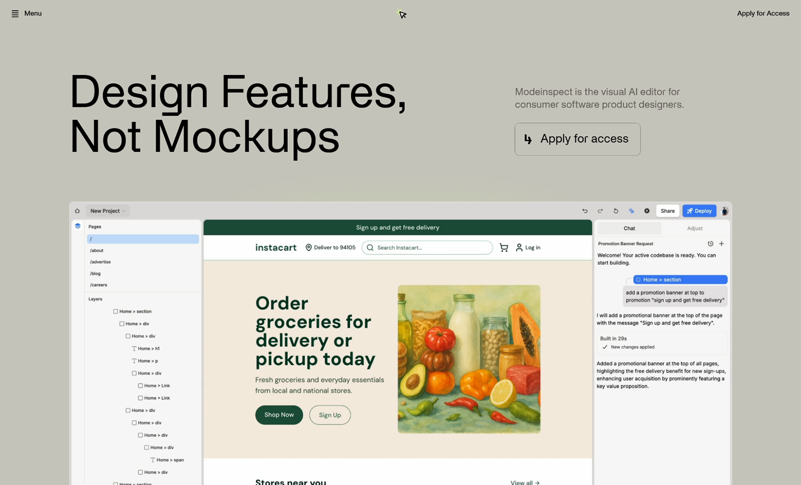 Modeinspect The AI editor for your web apps